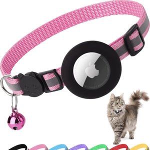 Airtag Cat Collar Breakaway, Reflective Kitten Collar with Apple Air Tag Holder